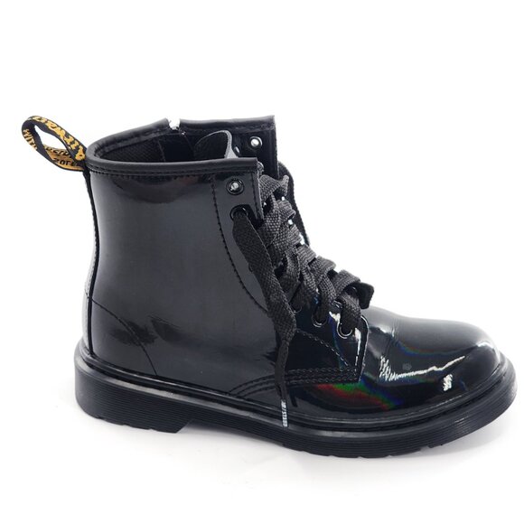 DR. MARTENS Unisex Kids 1460 Rainbow Patent Leather Lace Up Boots Black - Picture 4 of 8